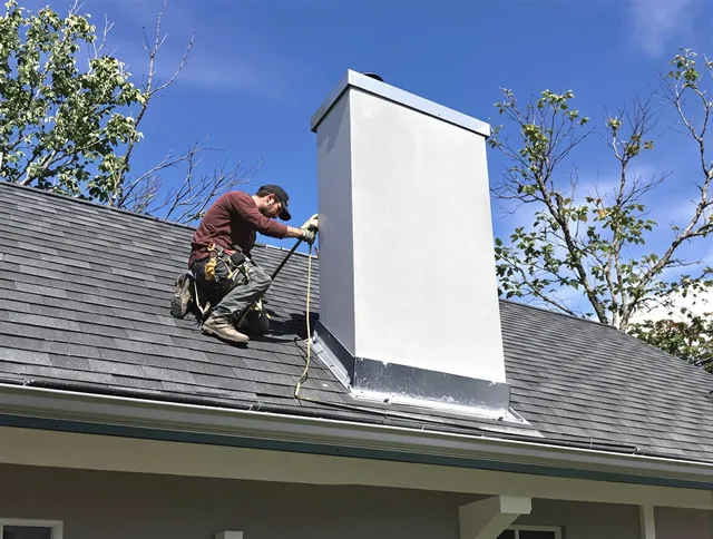 Whitehall Chimney Sweep team member finishing chimney construction in Whitehall, OH