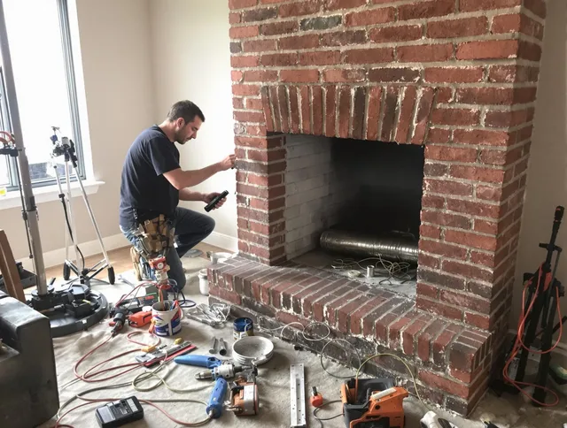 Whitehall Chimney Sweep specialist finalizing chimney liner service in Whitehall, OH