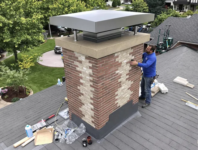 Whitehall Chimney Sweep team working on a custom chimney remodel in Whitehall, OH