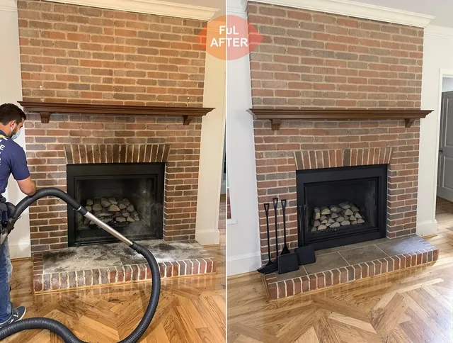Whitehall Chimney Sweep carefully sanitizing a fireplace in Whitehall, OH