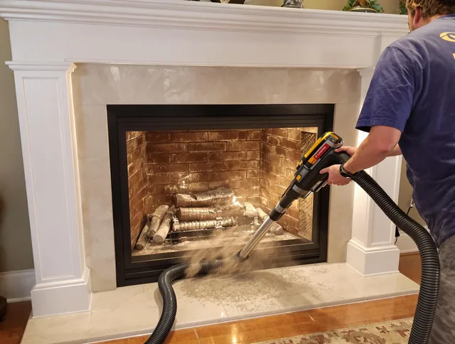 Fireplace cleaning performed by Whitehall Chimney Sweep in Whitehall, OH