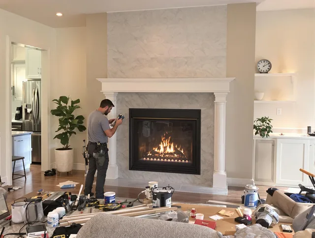 Newly installed fireplace by Whitehall Chimney Sweep in Whitehall, OH